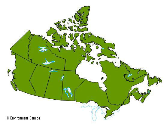 A map of Canada indicating the whole country as having warmer than average temperatures.