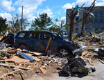 © Environnement Canada. Dommages causés à Goderich (Ontario), après qu'une tornade de catégorie 3 à l'échelle Fujita, produisant des vents de 250 à 320 km/h, s'est abattue sur la ville en août 2011.