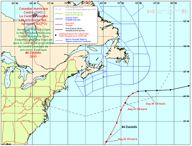 Hurricane Danielle track map